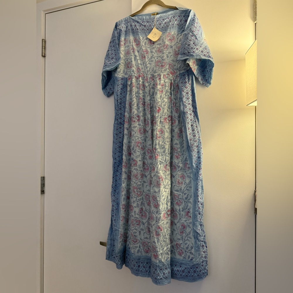 Matta NY Blue and Pink Floral Jina Maxi Dress NWT